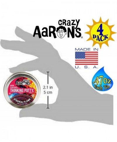 Crazy Aaron's Putty Color Shock & Holo Mini Tins (.47oz Each) Sun Beam Coral Reef Eternal Flame & Moonlight Gift Set Bundle -...