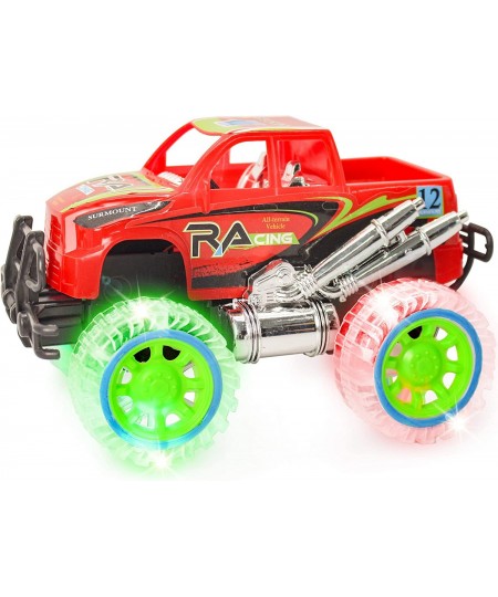 Light-Up Red Monster Truck with Sounds 9 Inch Monster Truck with Flashing Wheels and Friction Motor Push n Go Toy Car Best Bi...