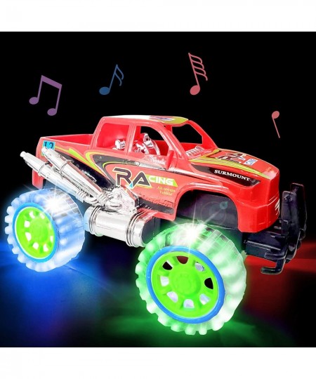 Light-Up Red Monster Truck with Sounds 9 Inch Monster Truck with Flashing Wheels and Friction Motor Push n Go Toy Car Best Bi...