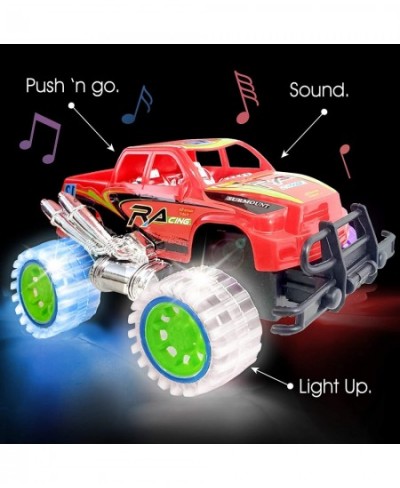 Light-Up Red Monster Truck with Sounds 9 Inch Monster Truck with Flashing Wheels and Friction Motor Push n Go Toy Car Best Bi...