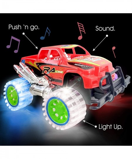 Light-Up Red Monster Truck with Sounds 9 Inch Monster Truck with Flashing Wheels and Friction Motor Push n Go Toy Car Best Bi...