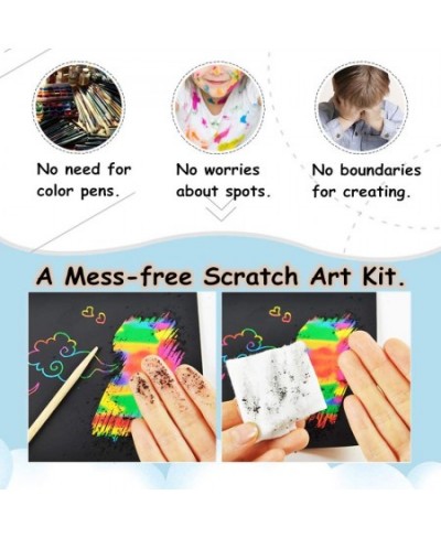 5.2"x7.6" Rainbow Scratch Paper Art Kit for Toddler - 107 Pcs Craft Art Pack Magic Scratch Off Arts and Crafts with Wooden St...