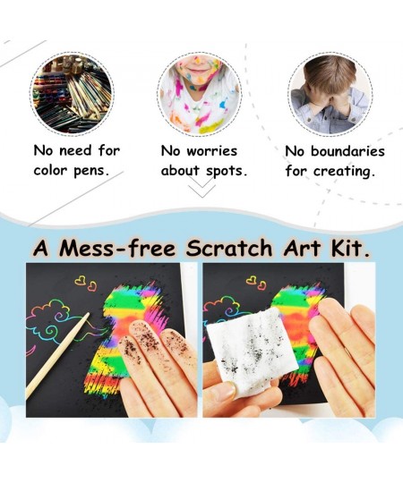 5.2"x7.6" Rainbow Scratch Paper Art Kit for Toddler - 107 Pcs Craft Art Pack Magic Scratch Off Arts and Crafts with Wooden St...