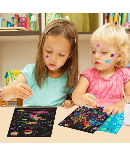 5.2"x7.6" Rainbow Scratch Paper Art Kit for Toddler - 107 Pcs Craft Art Pack Magic Scratch Off Arts and Crafts with Wooden St...