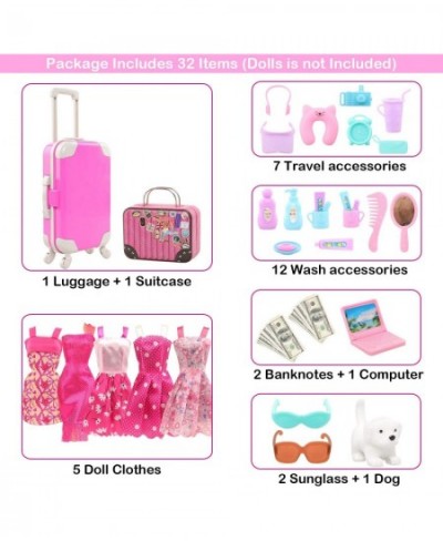 32 Pcs Doll Suitcase Luggage Travel Clothes and Accessories for 11.5 inch Girl Doll Travel Carrier Storage Including 1 Luggag...