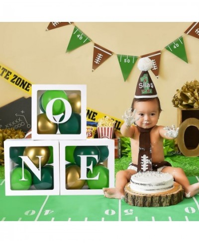 Baby 1st Birthday Decorations for Boy ONE Balloon Boxes with Letters Includes Green and Golden Balloons ONE Blocks Design for...