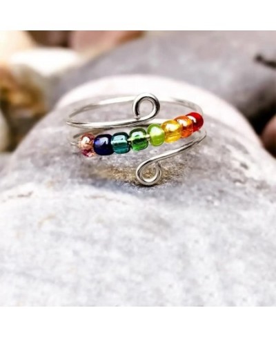 To My Daughter Fidget ring for Kids Women Drive Away Your Anxiety Rainbow Beads Fidget Spinner Rings Adjustable Anxiety Ring ...