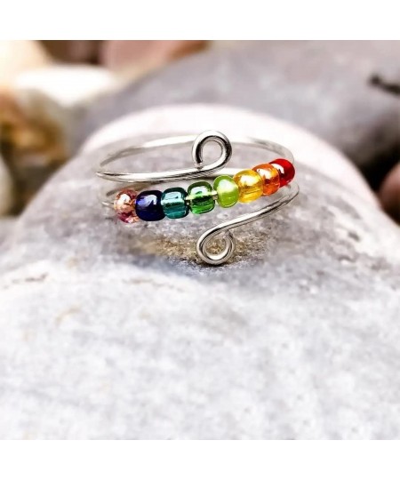 To My Daughter Fidget ring for Kids Women Drive Away Your Anxiety Rainbow Beads Fidget Spinner Rings Adjustable Anxiety Ring ...