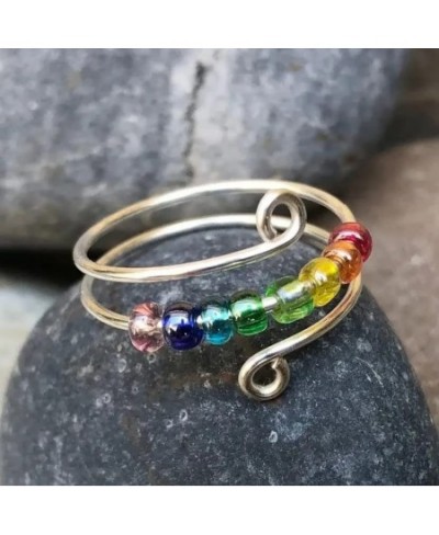 To My Daughter Fidget ring for Kids Women Drive Away Your Anxiety Rainbow Beads Fidget Spinner Rings Adjustable Anxiety Ring ...