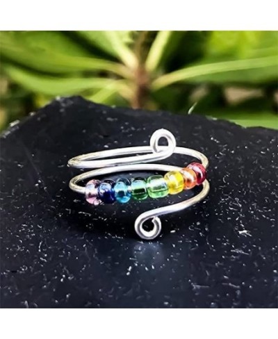 To My Daughter Fidget ring for Kids Women Drive Away Your Anxiety Rainbow Beads Fidget Spinner Rings Adjustable Anxiety Ring ...