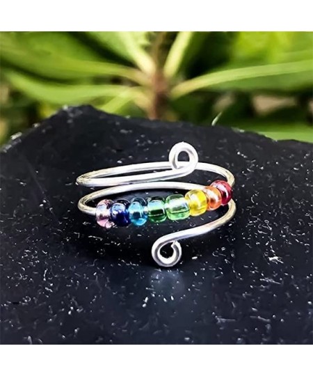 To My Daughter Fidget ring for Kids Women Drive Away Your Anxiety Rainbow Beads Fidget Spinner Rings Adjustable Anxiety Ring ...