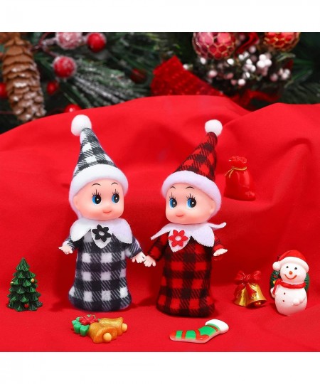 2 Pack Elf Twins Christmas Elf Doll Shelf Doll Elf Tiny Elf Boy Baby Girl for Christmas New Year Decoration Gift and Advent C...