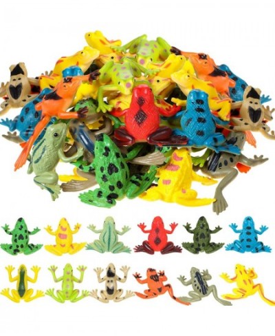 Plastic Frogs Toy Funny Christmas Toys Gifts Tiny Stretchy Rubber Frogs Mini Squishy Frog Animal Realistic Frog Figure Toys F...