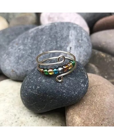 to My Daughter - Drive Away Your Anx-iety Rainbow Beads Fidget Ring Adjustable Opening Colorful Bead Stacking Spinning Anti A...