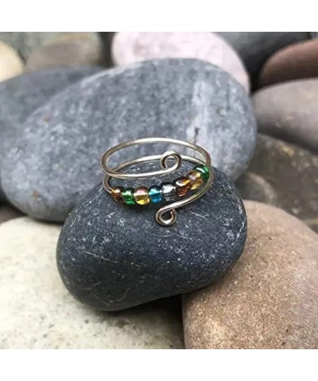 to My Daughter - Drive Away Your Anx-iety Rainbow Beads Fidget Ring Adjustable Opening Colorful Bead Stacking Spinning Anti A...