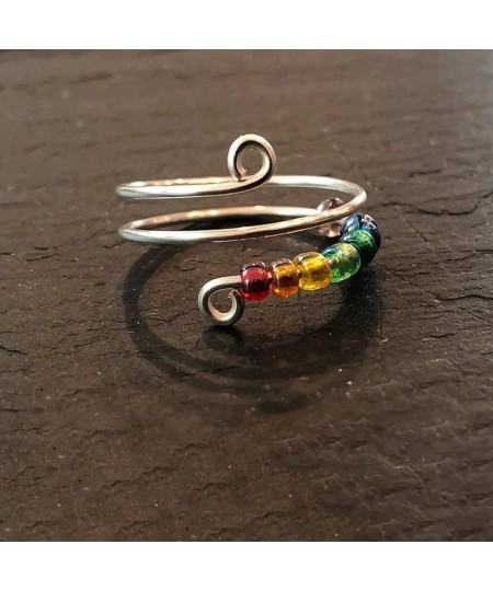 to My Daughter - Drive Away Your Anx-iety Rainbow Beads Fidget Ring Adjustable Opening Colorful Bead Stacking Spinning Anti A...