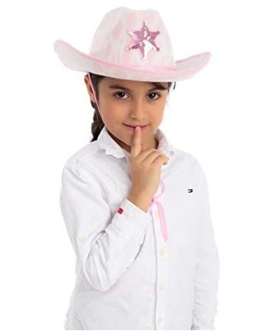 Children's Pink Cow Print Felt Cowboy Hat 2 Pack For Halloween Costume Accessories Prop Kits Dress-up Party Role Play Cosplay...