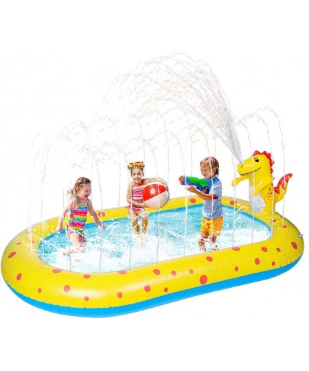 Inflatable Sprinkler Swiming Pool Dinosaur Sprinkler Pool Outdoor Swimming Pool Pool with Splash Outside Water Pool 4-in-1 Up...