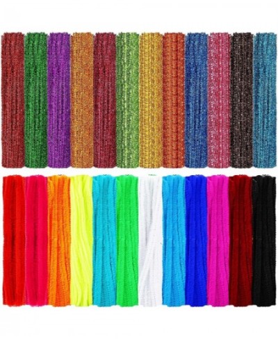 2400 Pcs Pipe Cleaners 24 Assorted Colors Chenille Stems Glitter Pipe Cleaners Craft Supplies Fuzzy Sticks for Kids DIY Art C...