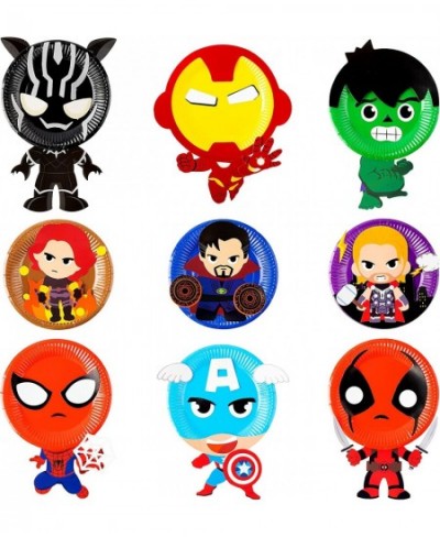 9Pcs Superhero Paper Plate Art Kits Hero Themed Party Favors Decorations for Kids Early Learning DIY Art Project Parent-Child...