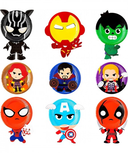 9Pcs Superhero Paper Plate Art Kits Hero Themed Party Favors Decorations for Kids Early Learning DIY Art Project Parent-Child...