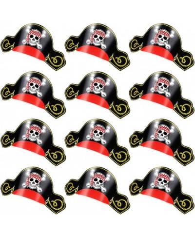 Paper Pirate Party Hats for Kids Set of 12 Pirate Party Supplies Hats with Skull Wearing Red Bandana Cool Pirate Birthday Par...