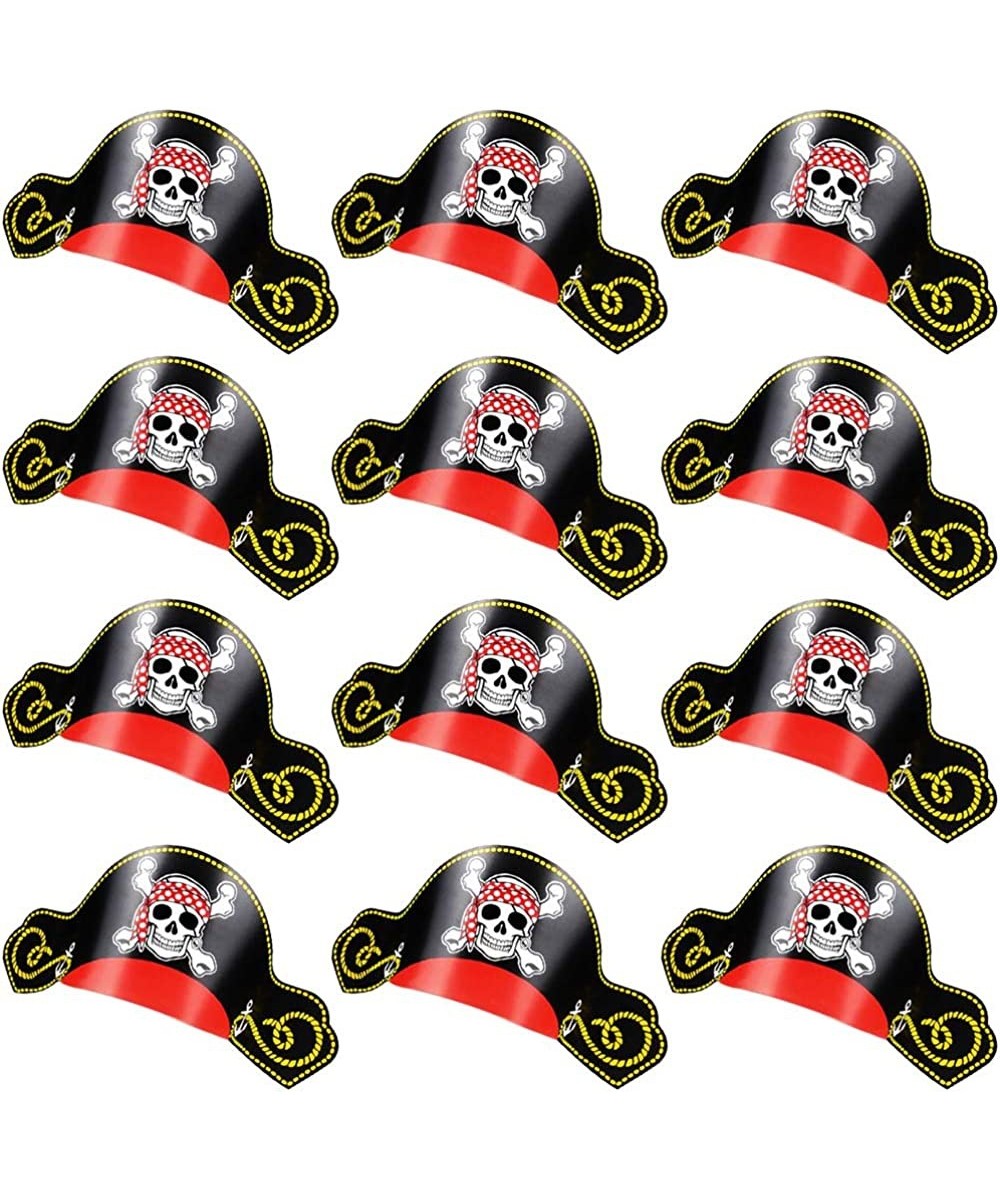 Paper Pirate Party Hats for Kids Set of 12 Pirate Party Supplies Hats with Skull Wearing Red Bandana Cool Pirate Birthday Par...