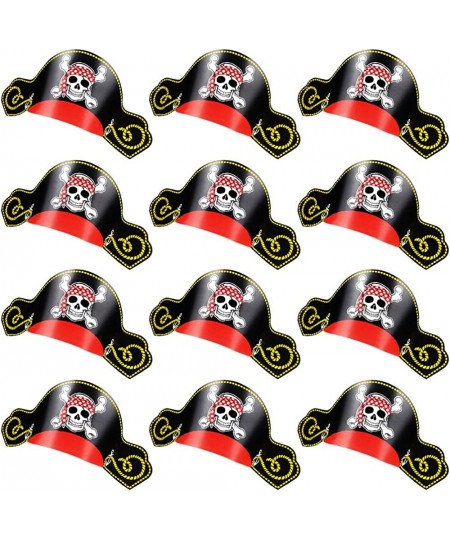 Paper Pirate Party Hats for Kids Set of 12 Pirate Party Supplies Hats with Skull Wearing Red Bandana Cool Pirate Birthday Par...