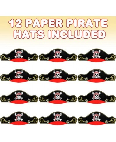 Paper Pirate Party Hats for Kids Set of 12 Pirate Party Supplies Hats with Skull Wearing Red Bandana Cool Pirate Birthday Par...