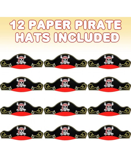 Paper Pirate Party Hats for Kids Set of 12 Pirate Party Supplies Hats with Skull Wearing Red Bandana Cool Pirate Birthday Par...