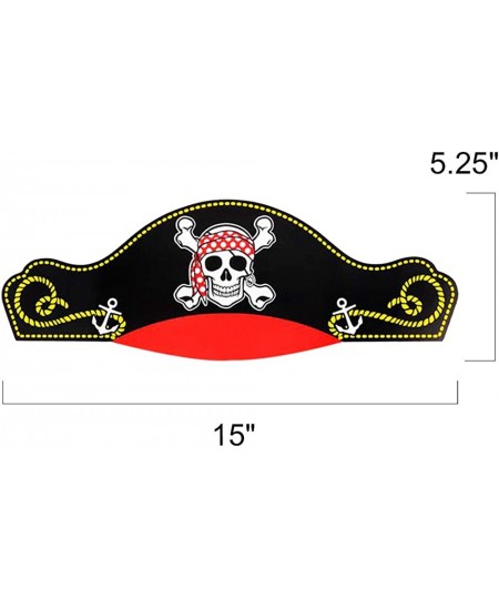 Paper Pirate Party Hats for Kids Set of 12 Pirate Party Supplies Hats with Skull Wearing Red Bandana Cool Pirate Birthday Par...