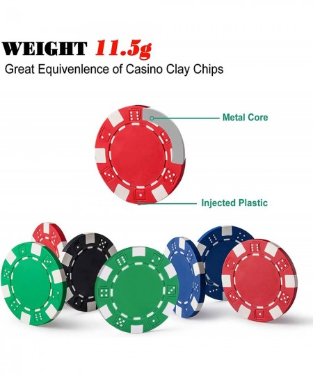 Deluxe Poker Chip Set 200PCS Poker Chips with Aluminum Case 11.5 Gram Casino Chips Set for Texas Holdem Blackjack Gambling Tr...