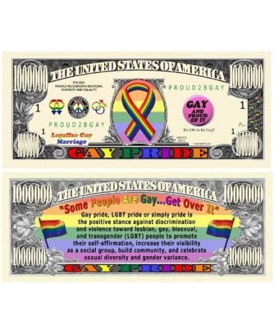 Pack of 5 - Gay Pride Million Dollar Bill $16.34 - Gags & Practical Joke Toys