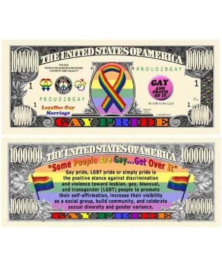 Pack of 5 - Gay Pride Million Dollar Bill $16.34 - Gags & Practical Joke Toys