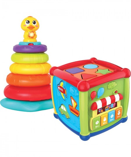 Baby Activity Center Flashing Baby Stack Toys with Shape Color Sorting Alphabet Activity Cube Music Cute Toys $33.62 - Early ...