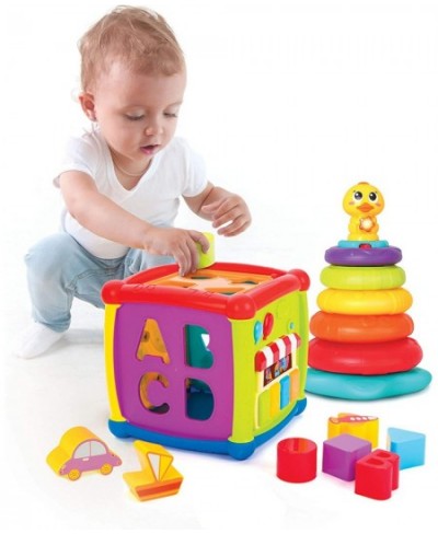 Baby Activity Center Flashing Baby Stack Toys with Shape Color Sorting Alphabet Activity Cube Music Cute Toys $33.62 - Early ...