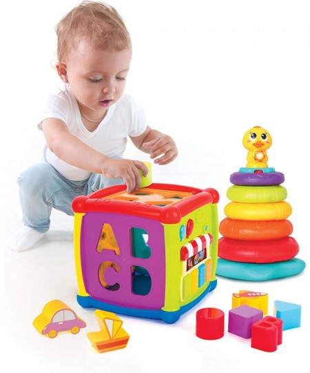 Baby Activity Center Flashing Baby Stack Toys with Shape Color Sorting Alphabet Activity Cube Music Cute Toys $33.62 - Early ...