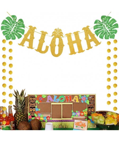 TMCCE Hawaiian Aloha Party Decorations Large Gold Glittery Aloha Banner for Luau Party Supplies Favors $24.70 - Kids' Party D...