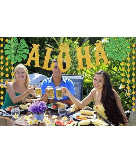 TMCCE Hawaiian Aloha Party Decorations Large Gold Glittery Aloha Banner for Luau Party Supplies Favors $24.70 - Kids' Party D...