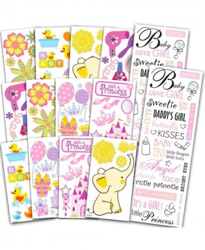 Newborn Baby Girl Stickers Set ~ Bundle with 14 Baby Girl Sticker Sheets for Gender Reveal Parties Baby Showers Envelopes Scr...