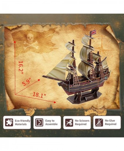 3D Puzzles for Kids Bounty Ship Sailboat Model Kit Fun Learning Toy DIY Craft 3-D Jigsaw Puzzle Desk Toy Hobbies Family Decor...