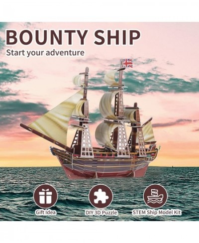 3D Puzzles for Kids Bounty Ship Sailboat Model Kit Fun Learning Toy DIY Craft 3-D Jigsaw Puzzle Desk Toy Hobbies Family Decor...