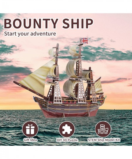 3D Puzzles for Kids Bounty Ship Sailboat Model Kit Fun Learning Toy DIY Craft 3-D Jigsaw Puzzle Desk Toy Hobbies Family Decor...