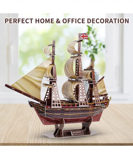 3D Puzzles for Kids Bounty Ship Sailboat Model Kit Fun Learning Toy DIY Craft 3-D Jigsaw Puzzle Desk Toy Hobbies Family Decor...