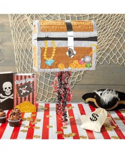 Pull String Treasure Chest Pinata for Kids Pirate Birthday Party Decorations (Small 12 x 10 x 6.5 In) $39.30 - Piñatas