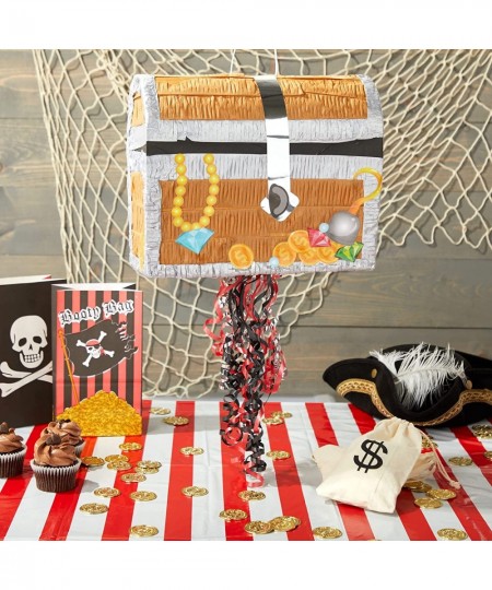 Pull String Treasure Chest Pinata for Kids Pirate Birthday Party Decorations (Small 12 x 10 x 6.5 In) $39.30 - Piñatas