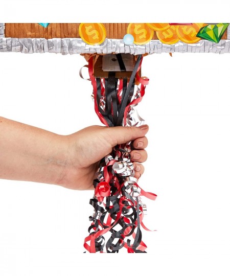 Pull String Treasure Chest Pinata for Kids Pirate Birthday Party Decorations (Small 12 x 10 x 6.5 In) $39.30 - Piñatas