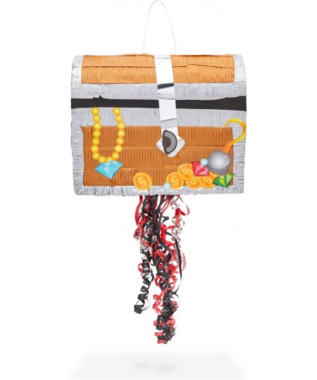 Pull String Treasure Chest Pinata for Kids Pirate Birthday Party Decorations (Small 12 x 10 x 6.5 In) $39.30 - Piñatas