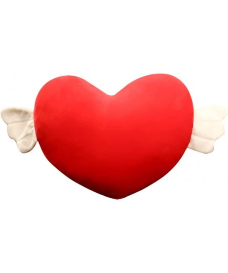 Plush Heart Shaped Pillow with Angel Wings Soft Red Heart Pillow Cushion Toy Throw Pillows Valentine's Day Gift Fit for Room ...