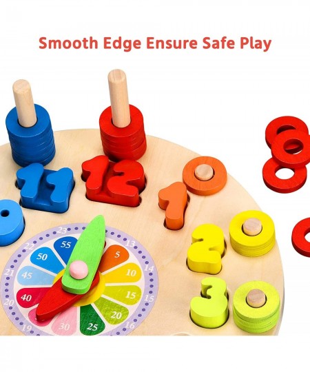 Wooden Sorting Clock for Kids Time Learning Shape Sorting Montessori Early Education Toy Gift for Boys Girls Birthday Age 2-6...